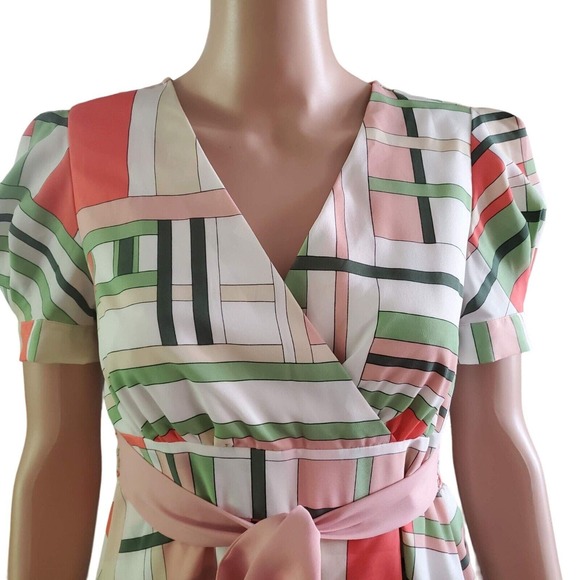 The Webster Miami for Target Sz S Petite Faux Wrap Puff Sleeve Dress Coquette - Picture 2 of 11